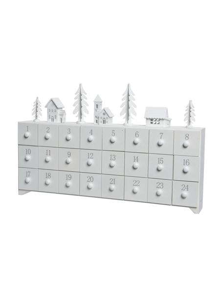 Adventní kalendář Snow, Dřevovláknitá deska střední hustoty, potažená, Bílá, šedá, Š 45 cm, V 28 cm