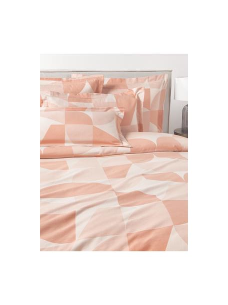 Baumwoll-Bettdeckenbezug Elinor mit geometrischem Muster, Webart: Jacquard Fadendichte 190 , Peachtöne, B 135 x L 200 cm