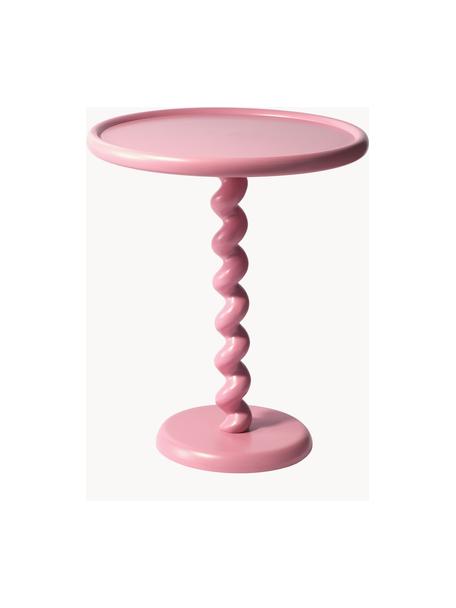 Tavolino rotondo Twister, Alluminio laccato a polvere, Rosa chiaro, Ø 46 x Alt. 56 cm