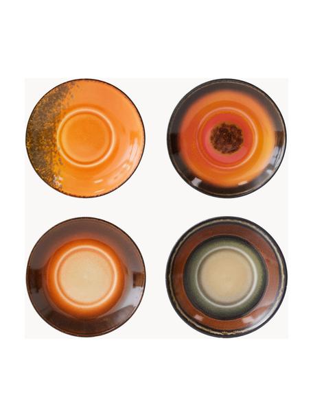 Set de platitos artesanales de cerámica 70's, 4 uds., Cerámica, Tonos marrones, Ø 12 cm
