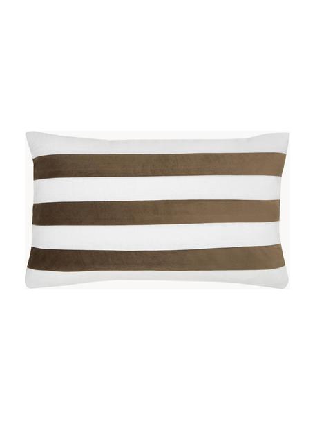 Kussenhoes Maui gemaakt van een fluweel-linnen mix in bruin/wit, Bruin, wit, B 30 x L 50 cm