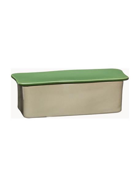 Organizador artesanal Amare, Polvo de piedra, Beige claro, verde, An 23 x Al 8 cm