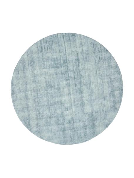 Rond viscose vloerkleed Jane, handgeweven, Onderzijde: 100% katoen Het in dit pr, IJsblauw, Ø 200 cm (maat L)