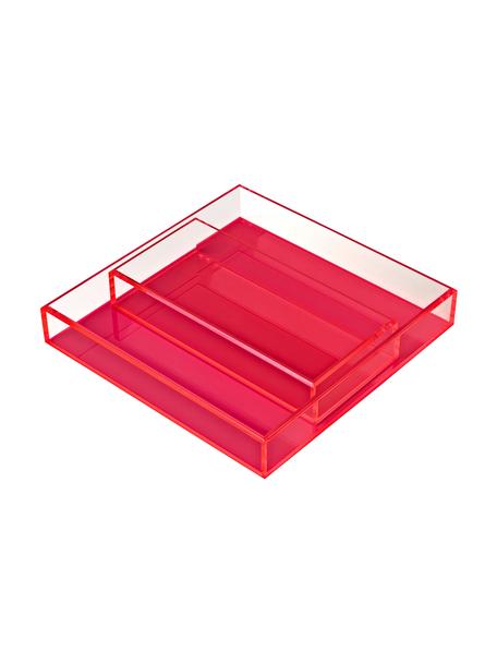 Set de bandejas decorativas Yuki, 2 pzas., Acrílico, Rosa transparente, Set de diferentes tamaños