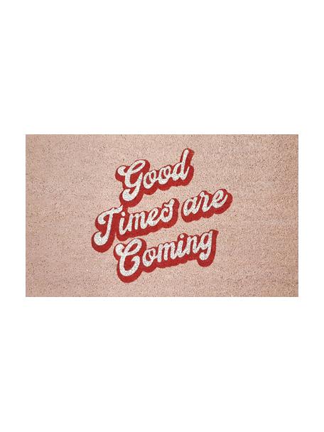 Fussmatte Good Times, Oberseite: Kokosfaser, Unterseite: Vinyl, Rosa, Rot, Weiss, B 45 x L 75 cm