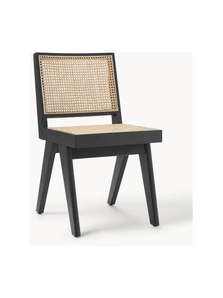 Sedia in legno con intreccio viennese Sissi, Struttura: legno di quercia massicci, Seduta: rattan Questo prodotto è , Nero, beige chiaro, Larg. 46 x Prof. 56 cm