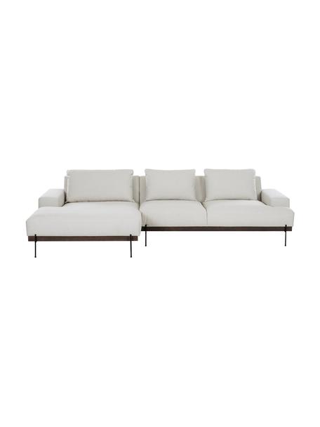 Canapé d'angle avec pieds en métal Brooks, Tissu beige, larg. 315 x prof. 148 cm, méridienne à gauche