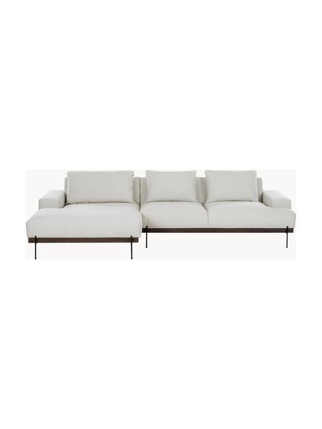 Canapé d'angle avec pieds en métal Brooks, Tissu beige clair, larg. 315 x prof. 148 cm, méridienne à gauche