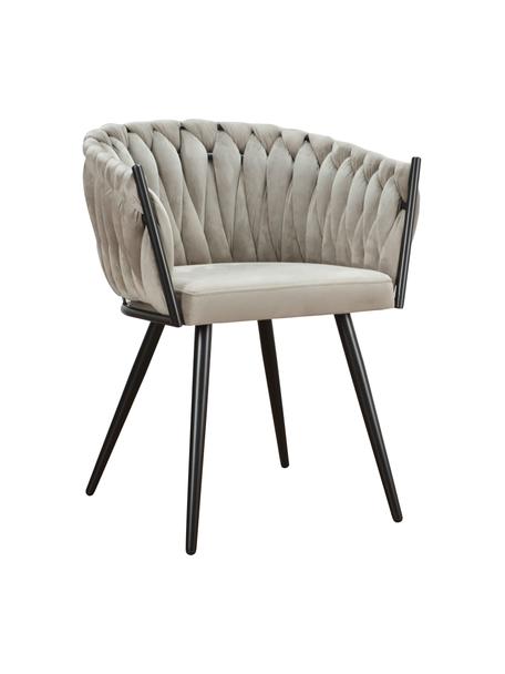 Sametová židle s područkami Larissa, Béžová Nohy: černá, Š 63 cm, H 55 cm