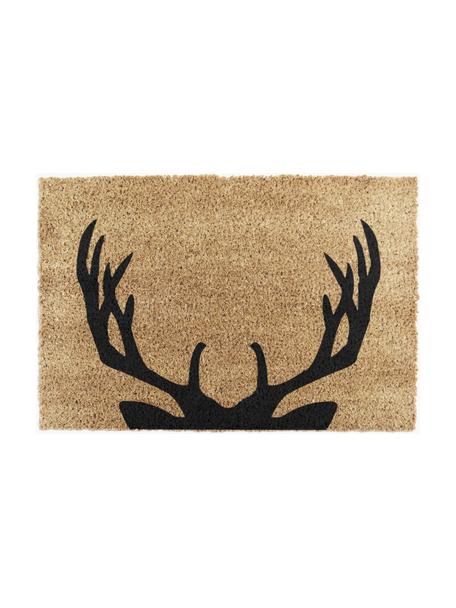 Felpudo Stag, Parte superior: fibras de coco, Reverso: PVC, Marrón claro, negro, An 40 x L 60 cm