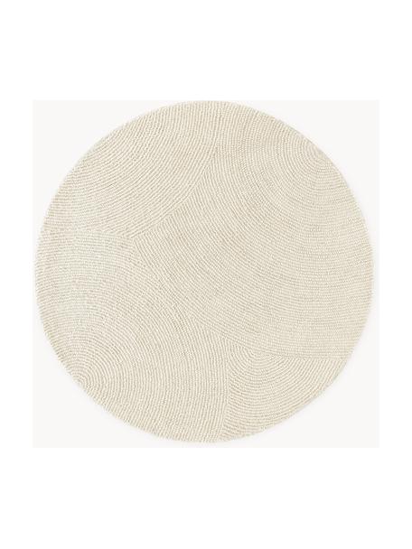 Kulatý ručně všívaný koberec s nízkým vlasem vyrobený z recyklovaných materiálů Eleni, Tlumeně bílá, Ø 150 cm (velikost M)