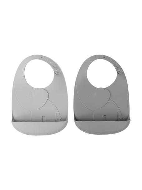 Set de baberos de silicona Peekaboo, 2 uds., 100% silicona, Gris, An 19 x L 27 cm