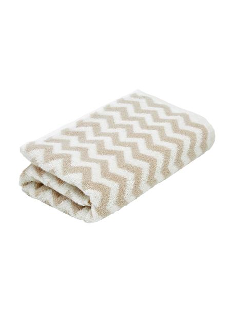 Asciugamano con motivo a zigzag Liv, 100% cotone,
qualità media 550 g/m², Sabbia, bianco crema, Asciugamano per ospiti, Larg. 30 x Lung. 50 cm, 2 pz.