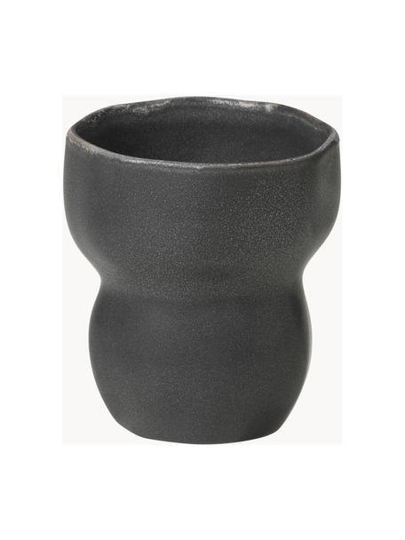 Taza con forma orgánica artesanal Limfjord, 200 ml, Cerámica de gres, Gris antracita, Ø 8 x Al 9 cm, 200 ml