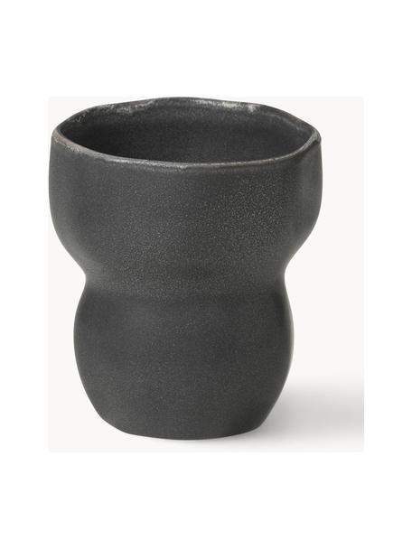 Taza con forma orgánica artesanal Limfjord, 200 ml, Cerámica de gres, Gris antracita, Ø 8 x Al 9 cm, 200 ml