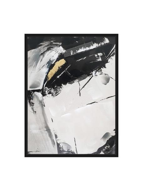 Gerahmtes Leinwandbild Tranquillizing, Bild: Leinwand, Rahmen: Holz, Schwarz, Weiß, Gold, B 62 x H 82 cm