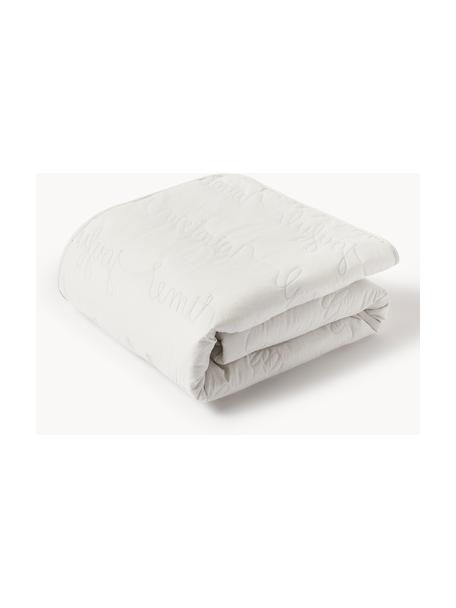 Gewaschene Baumwollperkal-Tagesdecke Paige mit gesteppter Aufschrift, Bezug: 100 % Baumwolle, Hellgrau, B 230 x L 250 (für Betten bis 180 x 200)