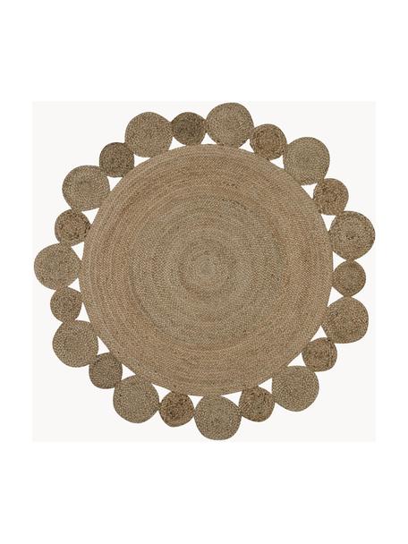 Alfombra redonda artesanal de yute Niago, 100% yute, Marrón, Ø 150 cm (Tamaño M)