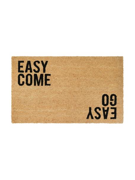 Deurmat Easy Come Easy Go, Bovenzijde: kokosvezels, Onderzijde: vinyl, Beige, zwart, B 45 x L 75 cm