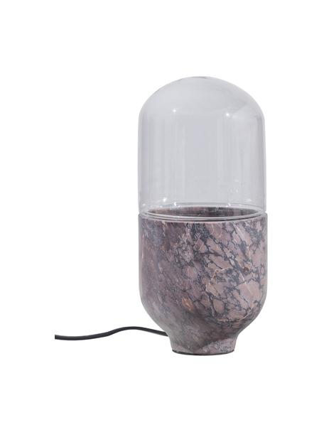Lampada da tavolo piccola in marmo Asel, Paralume: vetro, Base della lampada: marmo, Trasparente, taupe, marmorizzato, Ø 11 x Alt. 26 cm
