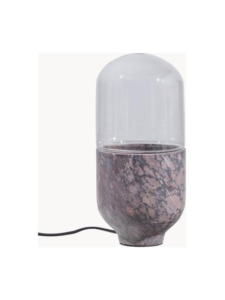 Lampa stołowa z marmuru Asel, Transparentny, taupe, marmurowy, Ø 11 x W 26 cm