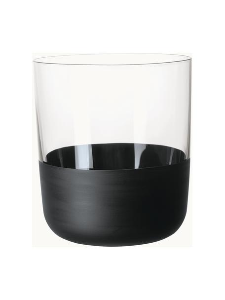 Verres à whisky en cristal Manufacture Rock, 4 pièces, Cristal, Transparent, noir, Ø 9 x haut. 9 cm, 360 ml
