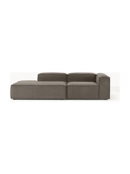Chaise longue componibile in bouclé Lennon, Rivestimento: bouclé (100% poliestere) , Struttura: legno di pino massiccio c, Piedini: plastica, Bouclé greige, Larg. 269 x Prof. 119 cm, schienale a destra