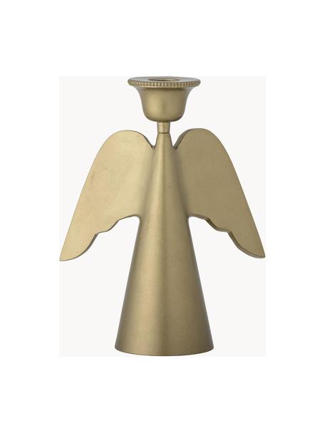 Candelabro a forma di angelo Marcia, Alluminio rivestito, Dorato, Larg. 15 x Alt. 20 cm