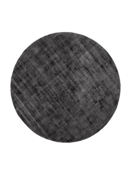 Okrúhly ručne tkaný koberec z viskózy Jane, Antracitová/čierna, Ø 120 cm (veľkosť S)