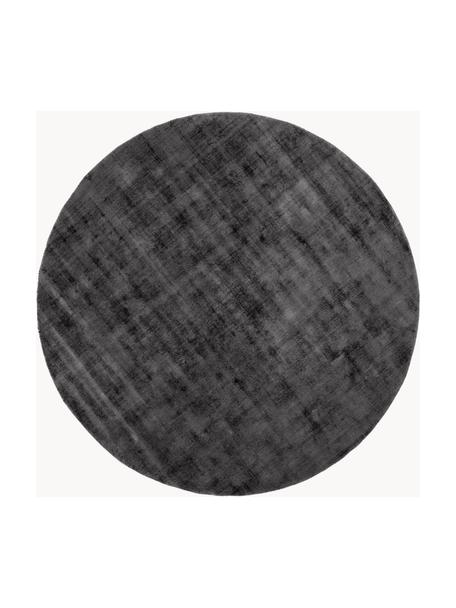 Tapis rond en viscose tissé main Jane, Anthracite, Ø 120 cm (taille S)
