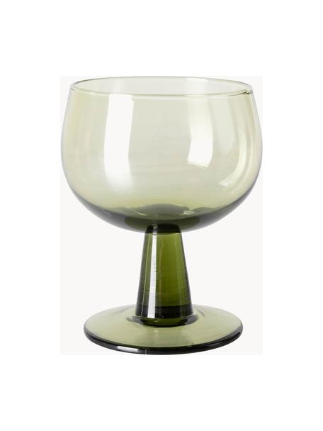 Copas de vino The Emeralds, 4 uds., Vidrio, Verde oliva transparente, Ø 9 x Al 12 cm, 250 ml