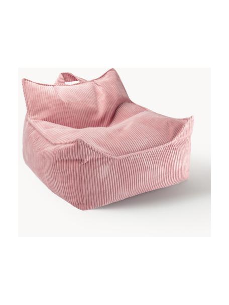 Fauteuil poire pour enfant en velours côtelé Sugar, Velours côtelé vieux rose, larg. 70 x prof. 80 cm