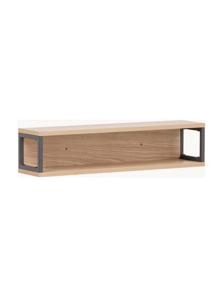 Holz-Wandregal Rosalie in Eichenholz-Optik, Regalboden: Spanplatte mit Melaminhar, Gestell: Metall, lackiert, Eichenholz-Optik, B 70 x H 16 cm