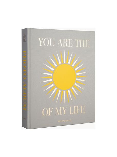 Fotoalbum You Are The Sunshine, Bezug: Baumwollstoff, Graupappe, Hellgrau, Sonnengelb, B 33 x H 27 cm