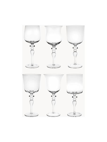 Mondgeblazen wijnglazen Diseguale in verschillende vormen, 6 stuks, Mondgeblazen glas, Transparant, Ø 8 x H 20 cm, 200 ml
