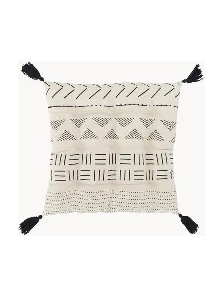 Boho vankúš na stoličku so strapcami Hana, Čierna, Š 40 x D 40 cm