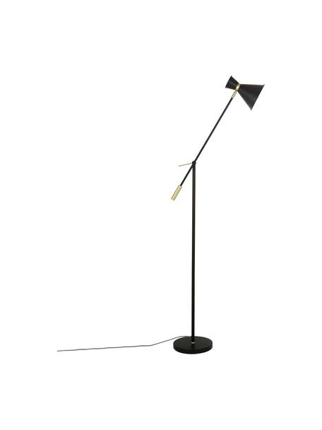 Liseuse rétro en métal Audrey, Noir, couleur laitonnée, larg. 90 x haut. 145 cm