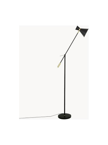 Liseuse rétro en métal Audrey, Noir, couleur laitonnée, larg. 90 x haut. 145 cm