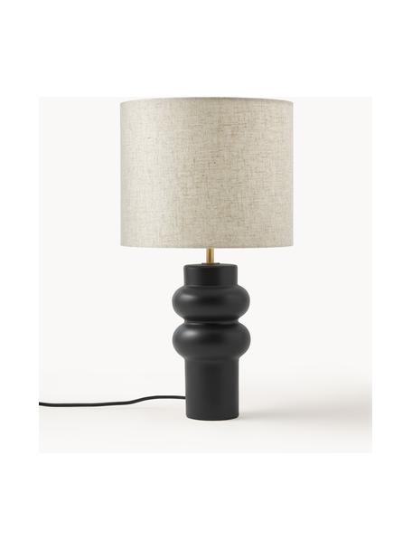 Lámpara de mesa grande de cerámica Christine, Pantalla: tela, Cable: plástico, Beige claro, negro, Ø 28 x Al 53 cm