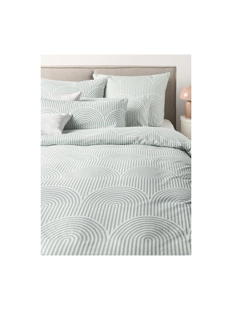 Housse de couette en coton Arcs, Vert, blanc, larg. 260 x long. 240 cm