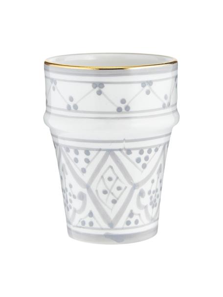 Ručne vyrobený hrnček v marockom štýle Beldi, Keramika, Svetlosivá, krémová, zlatá, Ø 8 x V 11 cm, 300 ml