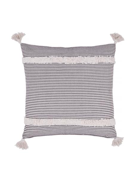 Pruhovaný boho poťah na vankúš Millia, Biela, čierna, Š 45 x D 45 cm