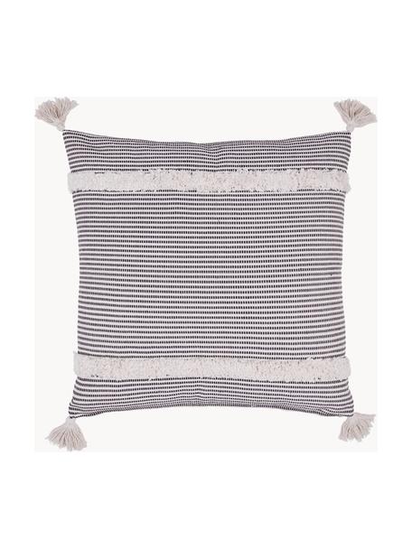 Pruhovaný boho poťah na vankúš Millia, Biela, čierna, Š 45 x D 45 cm