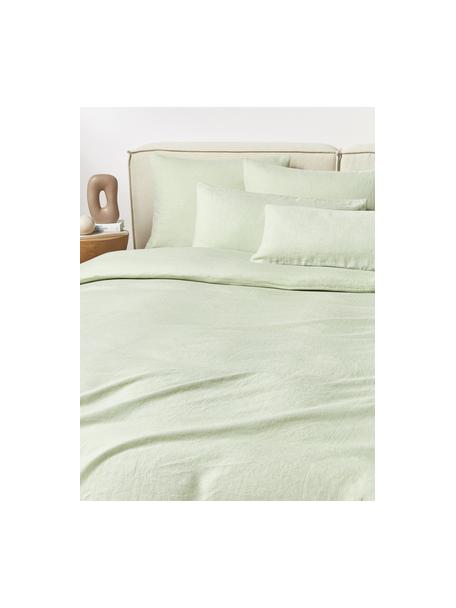 Copripiumino in lino lavato Airy, 100% lino
Densità dei fili 110 TC, qualità Standard

Il lino è una fibra naturale caratterizzata da traspirabilità, resistenza e morbidezza. Il lino è un materiale rinfrescante e assorbente che assorbe e rilascia rapidamente l'umidità, rendendolo ideale per le temperature calde.

Il materiale utilizzato in questo prodotto è testato per le sostanze nocive e certificato secondo lo STANDARD 100 by OEKO-TEX®, 15.HIN.65948, HOHENSTEIN HTTI., Verde chiaro, Larg. 155 x Lung. 220 cm