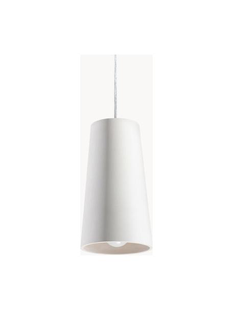 Lampada a sospensione piccola in ceramica Armica, Paralume: ceramica, Baldacchino: metallo rivestito, Bianco, bianco latte, Ø 16 x Alt. 28 cm