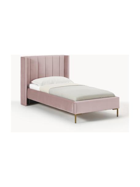 Letto singolo in velluto Dusk, Rivestimento: velluto di poliestere Con, Velluto rosa, Larg. 90 x Lung. 200 cm