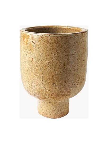 Handgemaakte plantenpot Artist met onregelmatig oppervlak, Klei, geglazuurd, Beige, Ø 22 x H 32 cm