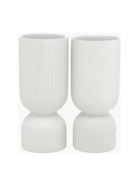 Vasen-Set Gino, 2er-Set, Steingut, Weiß, Ø 10 x H 23 cm