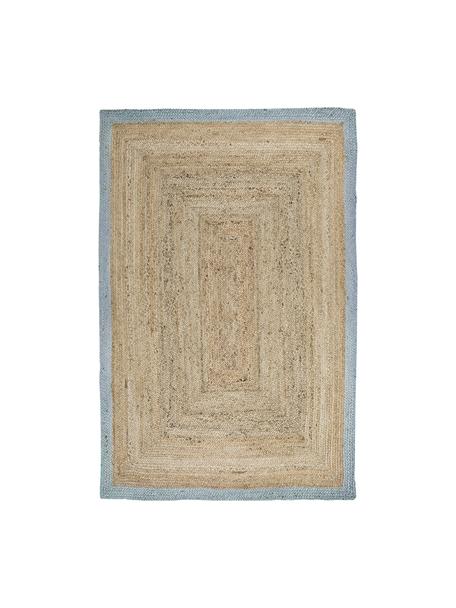 Alfombra artesanal de yute Shanta, 100% yute, Beige, gris azulado, An 120 x L 180 cm (Tamaño S)