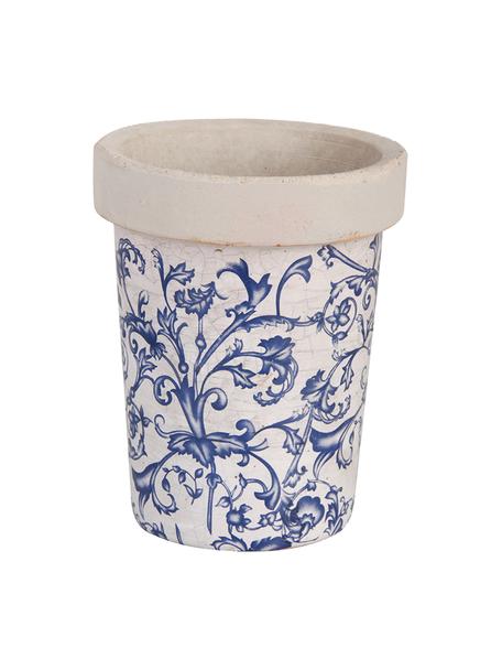 Kleiner Übertopf Cerino, Keramik, Blau, Weiß, Ø 13 x H 16 cm